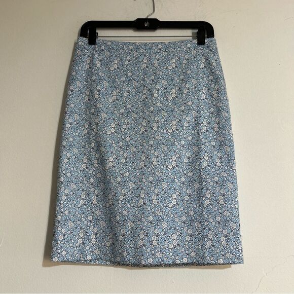 J. Crew Factory Printed Pencil Mini Skirt in Daydream Blue Ivory Size 4 Floral - Picture 1 of 7